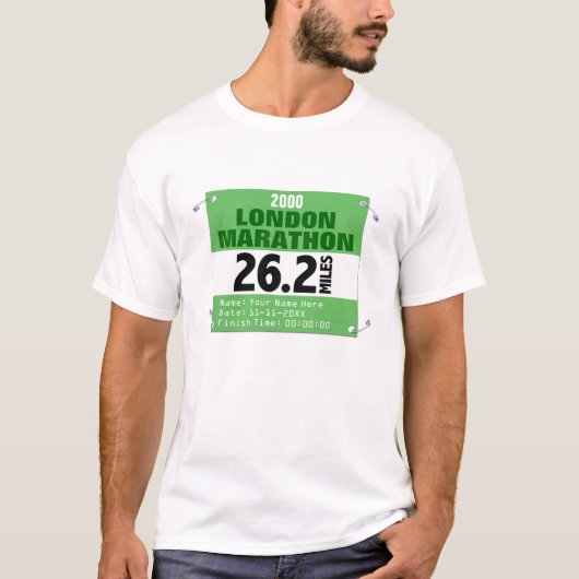 London Marathon Runner, 26.2 Miles gepersonaliseer T-shirt (Voorkant)