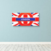 London Metro Sign Red Stretched Canvas Print (Insitu (Houten vloer))