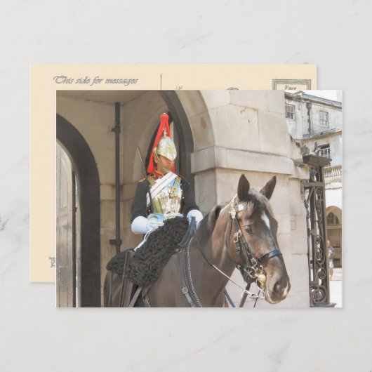 London, Mounted sentry in Whitehall Briefkaart (Voorkant / Achterkant)