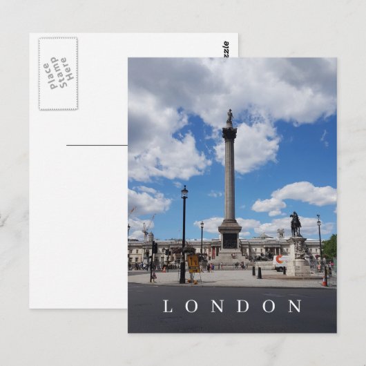 London Nelson Column uitzicht briefkaart (Voorkant / Achterkant)