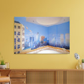London New York Crash Canvas Afdruk (Insitu (Woonkamer))