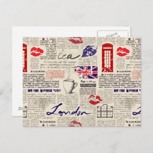 London Newspaper Pattern Briefkaart (Voorkant / Achterkant)