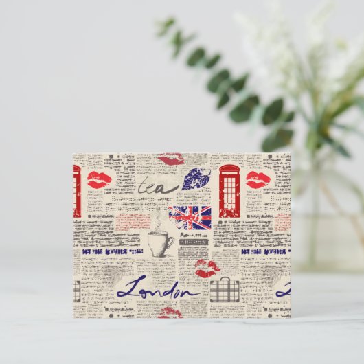 London Newspaper Pattern Briefkaart (Staand voorkant)