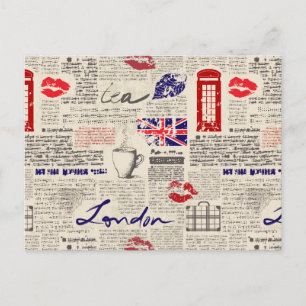 London Newspaper Pattern Briefkaart