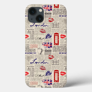 London Newspaper Pattern iPhone 13 Hoesje