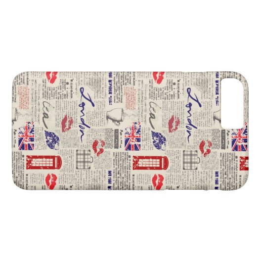 London Newspaper Pattern Case-Mate iPhone Case (Achterkant (Horizontaal))