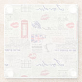 London Newspaper Pattern Glazen Onderzetter (Achterkant)