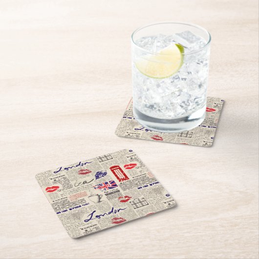 London Newspaper Pattern Kartonnen Onderzetters (Insitu)