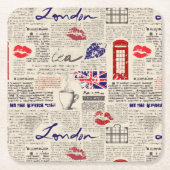 London Newspaper Pattern Kartonnen Onderzetters (Voorkant)