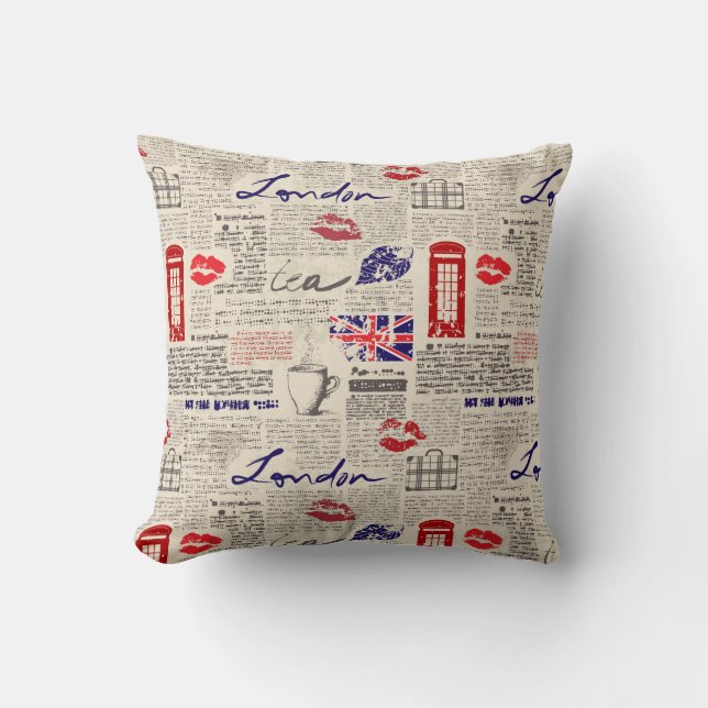 London Newspaper Pattern Kussen (Voorkant)
