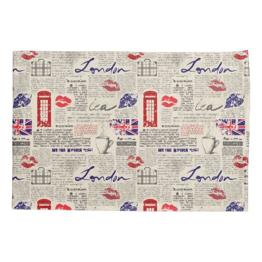 London Newspaper Pattern Kussensloop (Achterkant-Links)