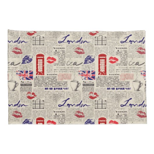 London Newspaper Pattern Kussensloop (Achterkant-Rechts)