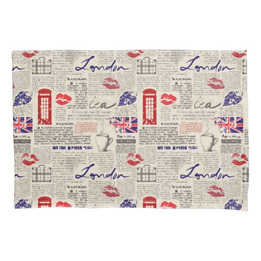 London Newspaper Pattern Kussensloop (Voorkant-Links)
