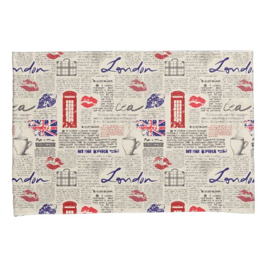London Newspaper Pattern Kussensloop (Voorkant-Rechts)