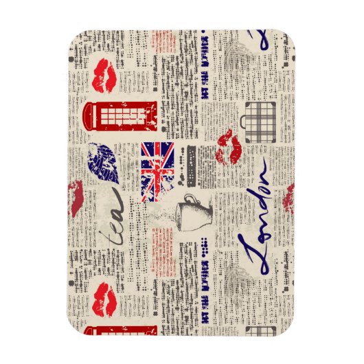 London Newspaper Pattern Magneet (Verticaal)