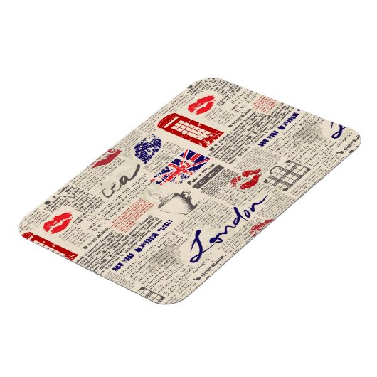 London Newspaper Pattern Magneet (Linkerzijde)
