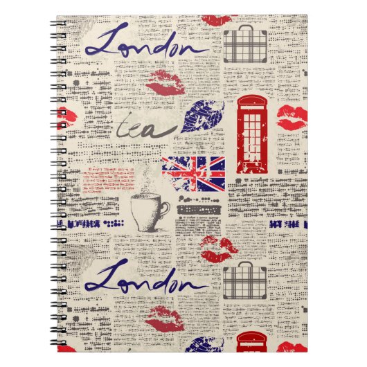 London Newspaper Pattern Notitieboek (Voorkant)