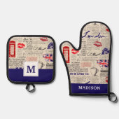 London Newspaper Pattern Ovenwant & Pannenlap Set (Voorkant)