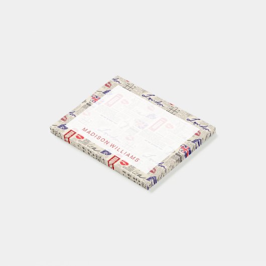 London Newspaper Pattern Post-it® Notes (Schuin)