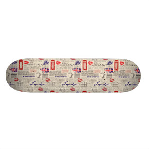 London Newspaper Pattern Skateboard