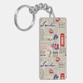 London Newspaper Pattern Sleutelhanger (Voorkant Links)