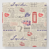 London Newspaper Pattern Stenen Onderzetter (Voorkant)