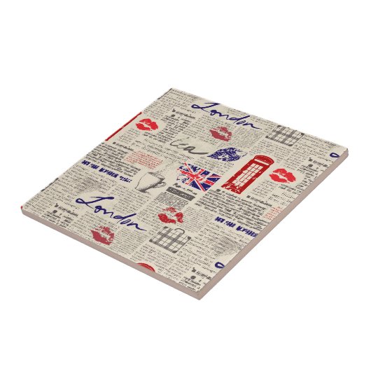 London Newspaper Pattern Tegeltje (Zijkant)