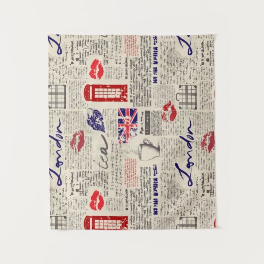 London Newspaper Pattern Wandkleed (Voorkant)