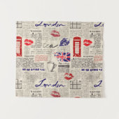 London Newspaper Pattern Wandkleed (Voorkant (horizontaal))