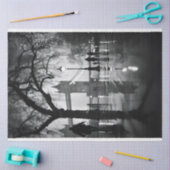 London Night Shot Street Black White Decoupage Tissuepapier (Craft)