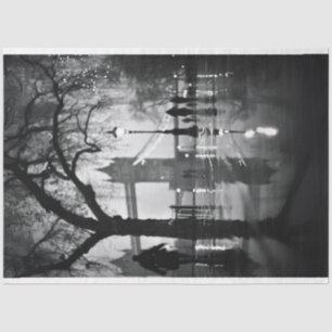 London Night Shot Street Black White Decoupage Tissuepapier