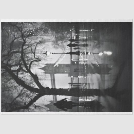 London Night Shot Street Black White Decoupage Tissuepapier (Voorkant)