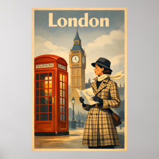 London Ochtenden – Vintage Retro Reisposter Poster