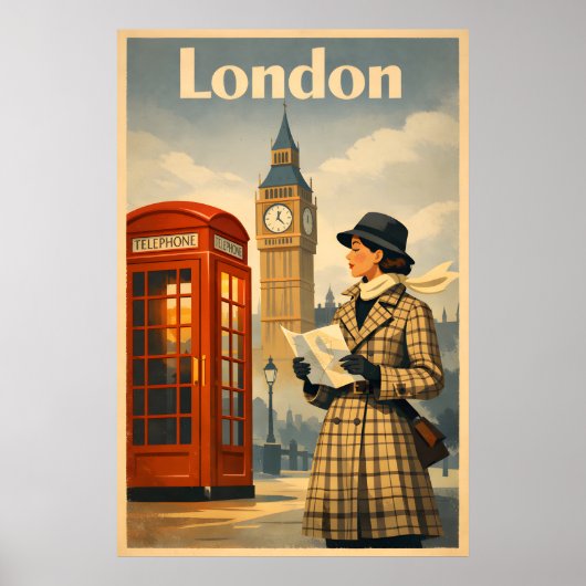 London Ochtenden – Vintage Retro Reisposter Poster (Voorkant)