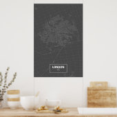 London, Ontario (wit op zwart) Poster (Keuken)