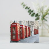 London, oude rode telefoondozen briefkaart (Staand voorkant)