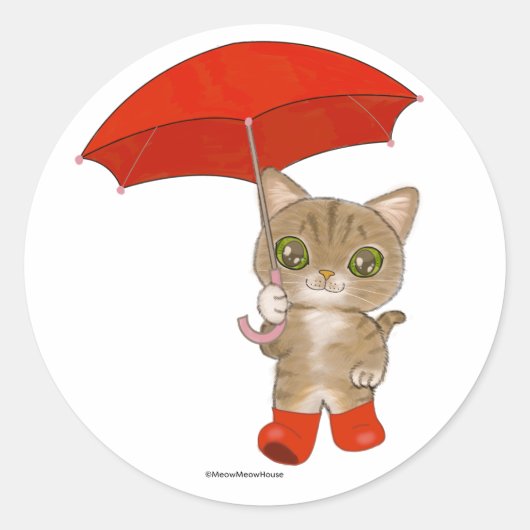 London Paraplu Tabby Cat Ronde Sticker (Voorkant)