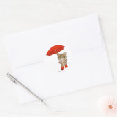 London Paraplu Tabby Cat Ronde Sticker (Envelop)