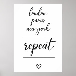 London Parijs New York Herhaal Stad Reizen  Poster