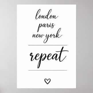London Parijs New York Herhaal Stad Reizen  Poster