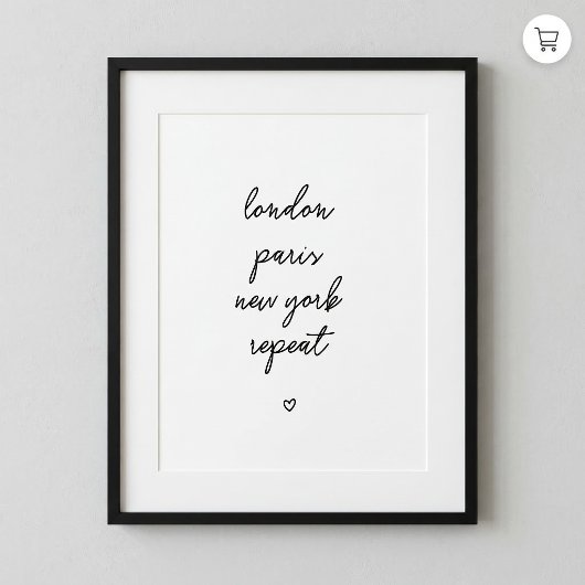 'London Parijs New York Repeat' Poster | Roze 8x10