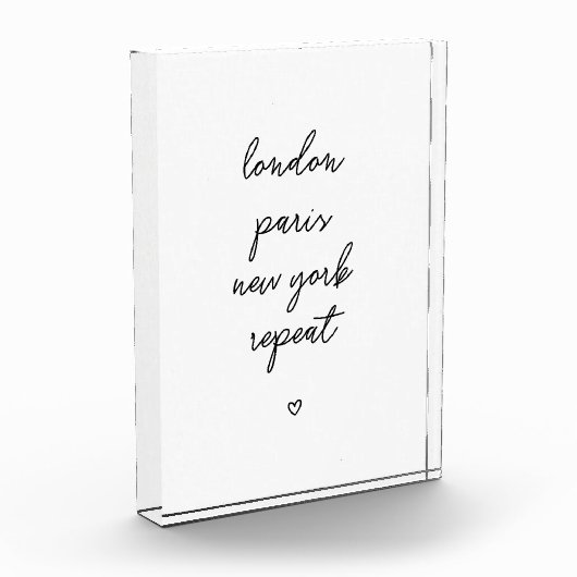 'London Paris New York Repeat' Acrylic block Fotoblokken (Links)