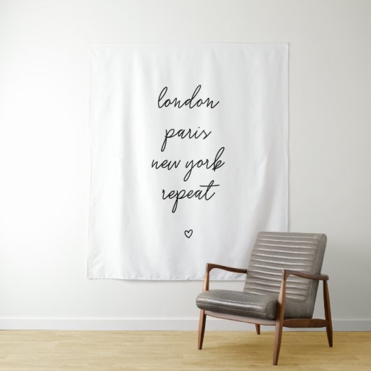 'London Paris New York Repeat' Wandkleed (In situ)