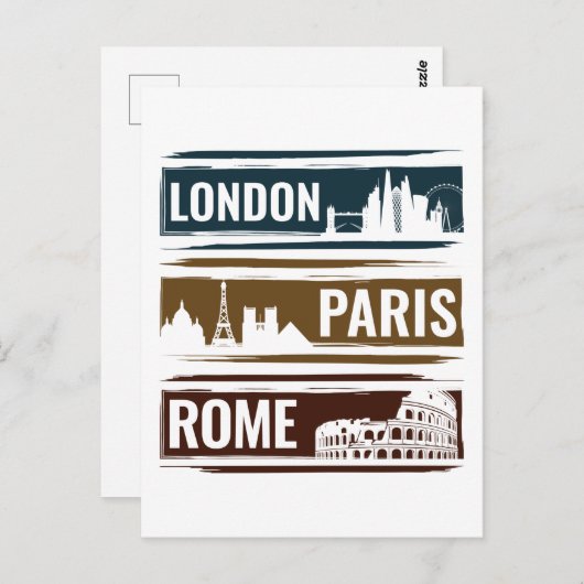 London Paris Rome Briefkaart (Voorkant / Achterkant)