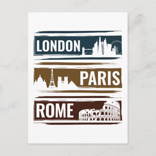 London Paris Rome Briefkaart (Voorkant)