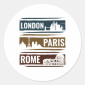 London Paris Rome Ronde Sticker (Voorkant)