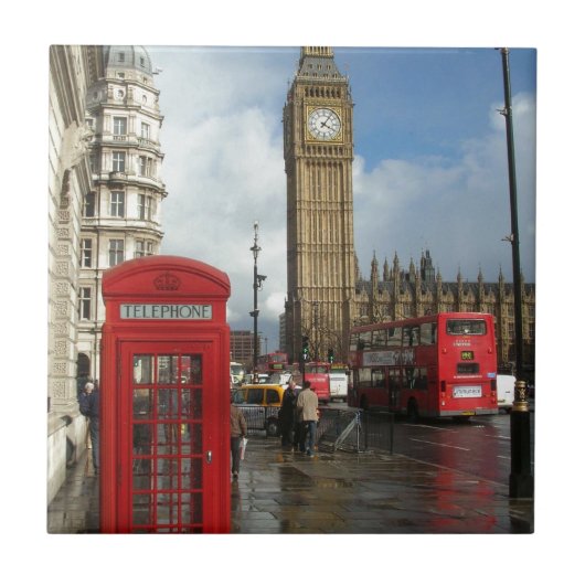London Phone box & Big Ben (St.K.) Tegeltje (Voorkant)