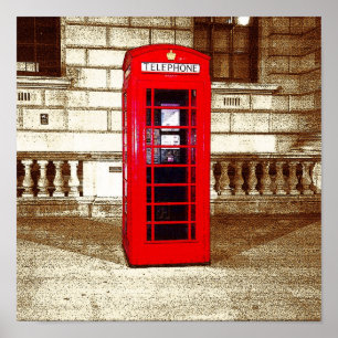 London Phone Box (poster edge effect) Poster