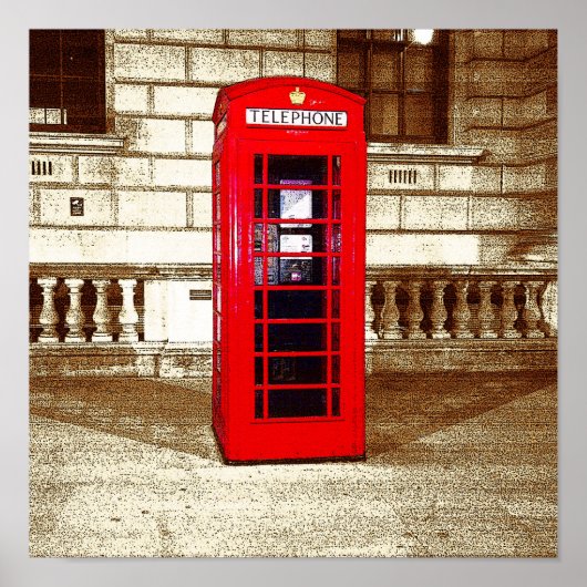 London Phone Box (poster edge effect) Poster (Voorkant)