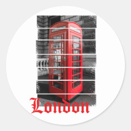 London Phone Box  Souvenir Ronde Sticker